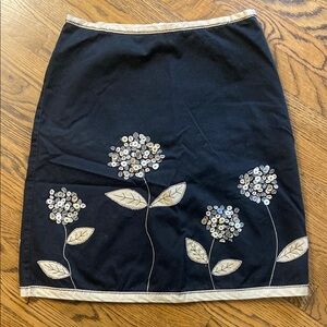 Elegant Black Floral Embroidered Skirt